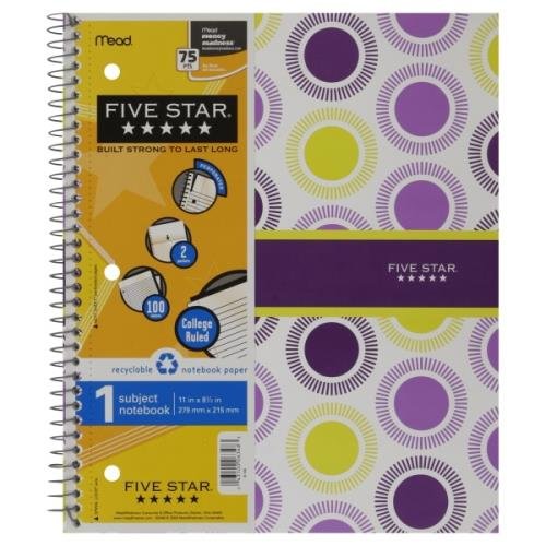 Five Star 1 Subject Notebook - Grocery Heart