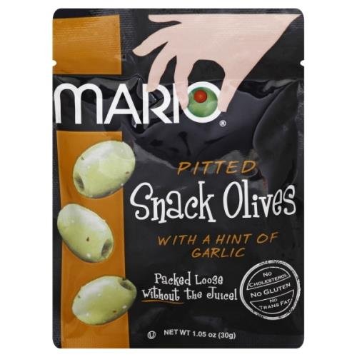 Mario Green Pitted Olives Garlic Grocery Heart